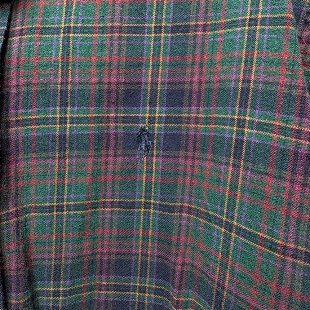 Polo Ralph Lauren Blake Shirt Mens XL Green Burgundy Plaid Cotton Button Down